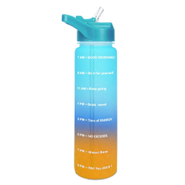 **(Net)** Water Bottle with Motivational Time Marker & Straw BPA Free Sport Gym Travel 750ml / 10257
