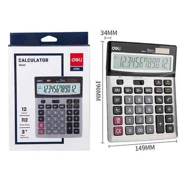 Deli E1654C Calculator Metal - 12 digits - Karout Online -Karout Online Shopping In lebanon - Karout Express Delivery