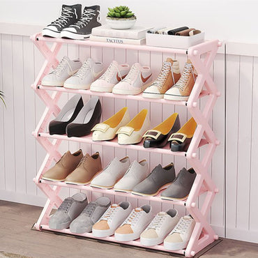 5Layers Simple X-Shaped Multi-Layer Dustproof Shoe Rack, DIY Assembly Shoe Cabinet, Multi-Purpose Storage Rack, Dormitory Shoe Rack / 81462/ YH8809-5