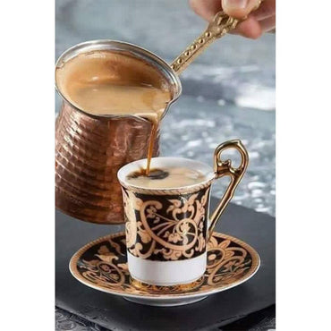 Handmade Traditional Copper Turkish Coffee Maker Coffee-Pot 5 Piece Set - Karout Online -Karout Online Shopping In lebanon - Karout Express Delivery
