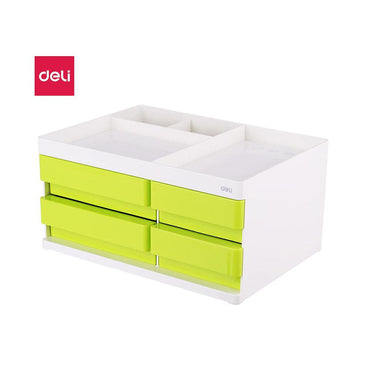Deli EZ25050  4 Compartments & 4 Drawers Multipurpose Desktop Organizer Green - Karout Online -Karout Online Shopping In lebanon - Karout Express Delivery