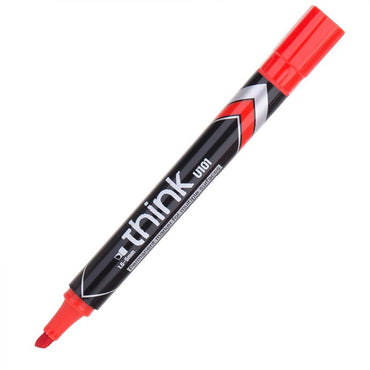 Deli U10140 Chisel Tip Permanent Marker 1.5-5mm Red - Karout Online -Karout Online Shopping In lebanon - Karout Express Delivery