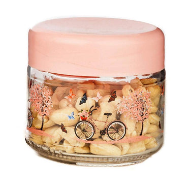 Glass Jar Pink with Lid / small size / EW-01 - Karout Online -Karout Online Shopping In lebanon - Karout Express Delivery