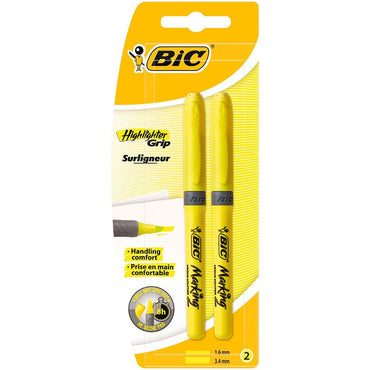 Bic Highlighter Grip Yellow / 2 Pieces - Karout Online -Karout Online Shopping In lebanon - Karout Express Delivery
