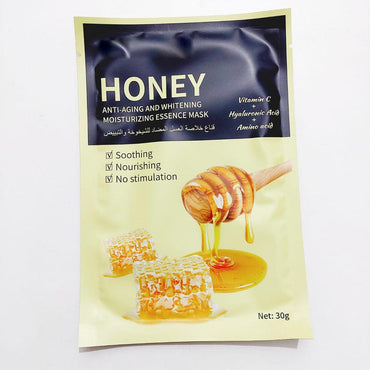 Honey Face Mask Sheet 1Pcs Vitamin C Hyaluronic Antiaging Moisturizing Face Mask Sheet For Women & Men - Karout Online -Karout Online Shopping In lebanon - Karout Express Delivery