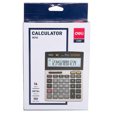 Deli E1671C Calculator Metal 14 Digits - Karout Online -Karout Online Shopping In lebanon - Karout Express Delivery
