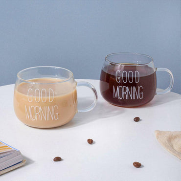 Glass Mug / Good Morning 350 ml  / 22FK025 - Karout Online -Karout Online Shopping In lebanon - Karout Express Delivery