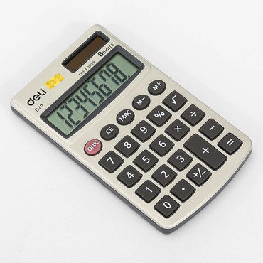 Deli E1120 Mini Calculator Metal Pocket 8-digit  with Cover - Karout Online -Karout Online Shopping In lebanon - Karout Express Delivery