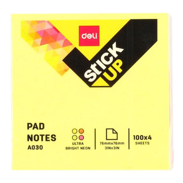 Deli EA03003 Pad Sticky Notes, 76 x 76mm 400 Sheets - 4 color - Karout Online -Karout Online Shopping In lebanon - Karout Express Delivery