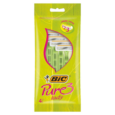 Bic Shaver Pure Lady Sensitive Blades Razors With Aloe Vera Pack Of 4 Razors - Karout Online -Karout Online Shopping In lebanon - Karout Express Delivery