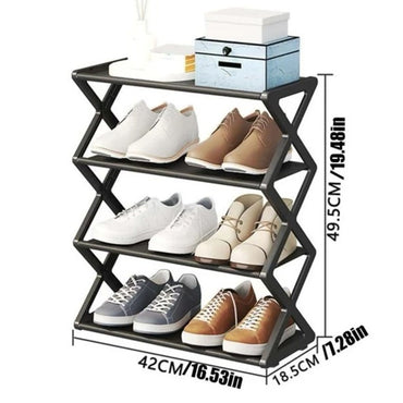 4Layers Simple X-Shaped Multi-Layer Dustproof Shoe Rack, DIY Assembly Shoe Cabinet, Multi-Purpose Storage Rack, Dormitory Shoe Rack / 81479/ YH8809-4