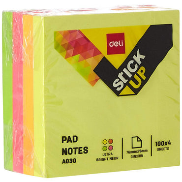 Deli EA03003 Pad Sticky Notes, 76 x 76mm 400 Sheets - 4 color - Karout Online -Karout Online Shopping In lebanon - Karout Express Delivery