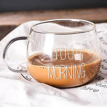 Glass Mug / Good Morning 350 ml  / 22FK025 - Karout Online -Karout Online Shopping In lebanon - Karout Express Delivery