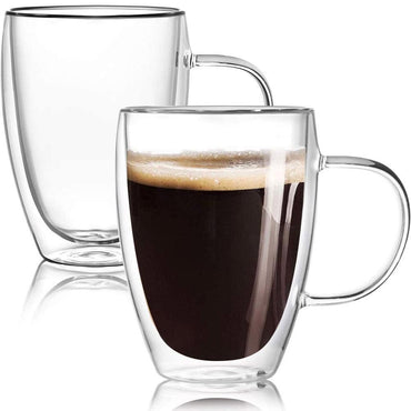 Double Glass Transparent Mug 450 ml / 22FK024 - Karout Online -Karout Online Shopping In lebanon - Karout Express Delivery