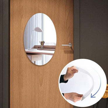 Medium Wall Mirror Sticker 1 piece 20 x 30 cm- Oval Shape - Karout Online -Karout Online Shopping In lebanon - Karout Express Delivery