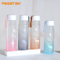 Water Bottle Gradient Plastic Sports Cup Transparent Girl Leakproof Drop-proof Drinking Portable Outdoor Water Bottles 500ml / 6952446454517