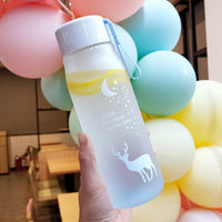 Water Bottle Gradient Plastic Sports Cup Transparent Girl Leakproof Drop-proof Drinking Portable Outdoor Water Bottles 500ml / 6952446454517