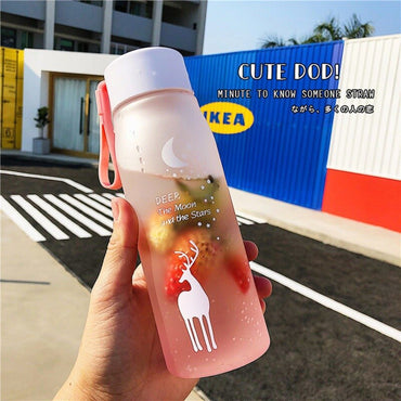Water Bottle Gradient Plastic Sports Cup Transparent Girl Leakproof Drop-proof Drinking Portable Outdoor Water Bottles 500ml / 6952446454517