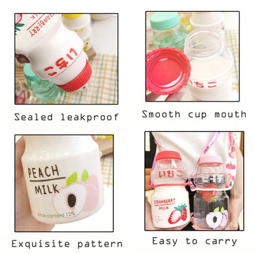 **NET**Summer Water Bottle Creative Fruit Plastic Portable Water Bottles For Kids Girl Anti-Fall Water Cup 480ml / 2216