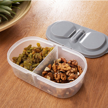 Plastic Storage Bins With Lids Double-grid Food Container
