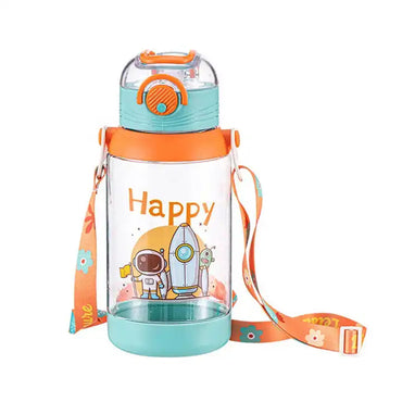 (Net) Space Water Bottle,  With Hanger, Straw and The Lid includes a Lock