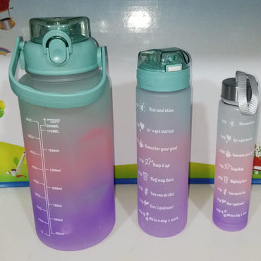 (Net) Motivational Water Bottles with Straw - Set of 3