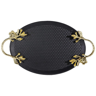 Steel Tray With Golden Handle - Karout Online -Karout Online Shopping In lebanon - Karout Express Delivery