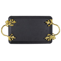 Steel Tray With Golden Handle - Karout Online -Karout Online Shopping In lebanon - Karout Express Delivery