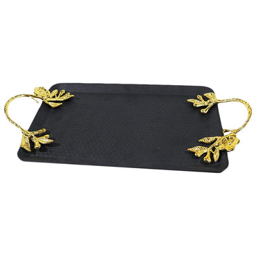 Steel Tray With Golden Handle - Karout Online -Karout Online Shopping In lebanon - Karout Express Delivery