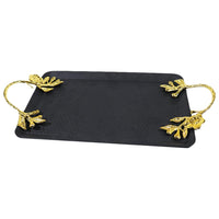 Steel Tray With Golden Handle - Karout Online -Karout Online Shopping In lebanon - Karout Express Delivery