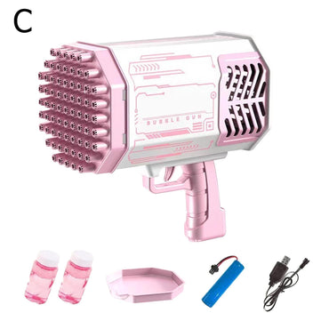 69 Holes Bubble Gun Automatic Funny Color Soaps Water Bubble Machine Toys / 22FK225 / KM-8