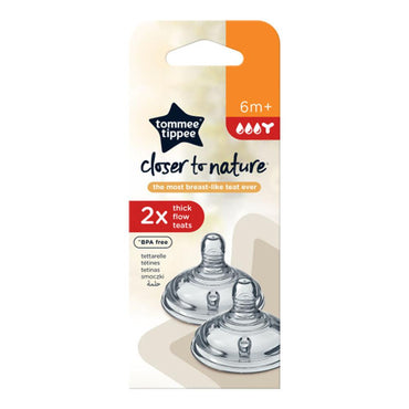 Tommee Tippee – Thick Flow Teat 6m+  (2 Pcs) BPA free / 221421 - Karout Online -Karout Online Shopping In lebanon - Karout Express Delivery