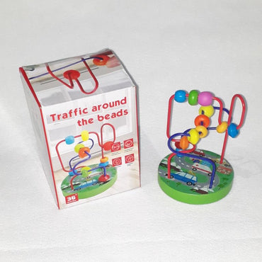 Traffic Around the Beads Children Kids Baby Colorful Wooden Mini Around Beads Educational Toy