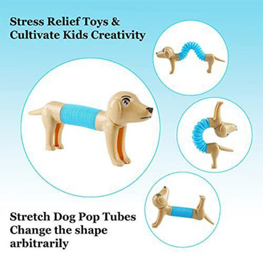 Spring Dog Sensory Fidget Toy Pop Flexible Stretch Tubes Dog Stress Relief Toy 2 pcs