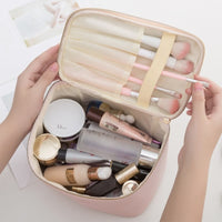 **(NET)**Portable Women Cosmetic Bag PU Leather Waterproof Zipper Make Up Bag Beauty Case / 22FK195