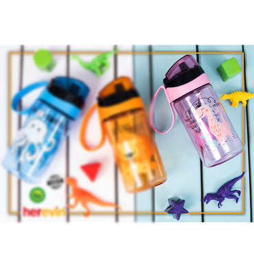 Herevin Patterned Flask With Hanger - Pink Dinosaur 520ml (Net)
