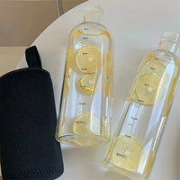 Transparent With Time Scale Water Bottle Creative Plastic Drink Cup 750ml / 22FK221 / 110018