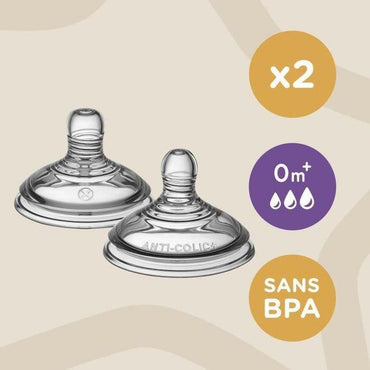 Tommee Tippee – Variable Flow Teat 0m+  BPA free (2 Pack) / 45878 - Karout Online -Karout Online Shopping In lebanon - Karout Express Delivery