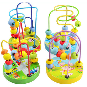 Traffic Around the Beads Children Kids Baby Colorful Wooden Mini Around Beads Educational Toy