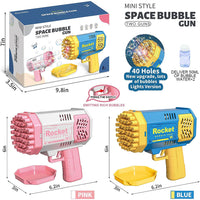 40 Holes Bubble Machine Gun for Kids with Light  Summer Outdoor Toy Wedding Party Birthday Gifts
