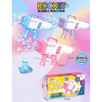 Bubble Machine with 25-Hole Rocket Launcher Bubble Machine Gift for Kids