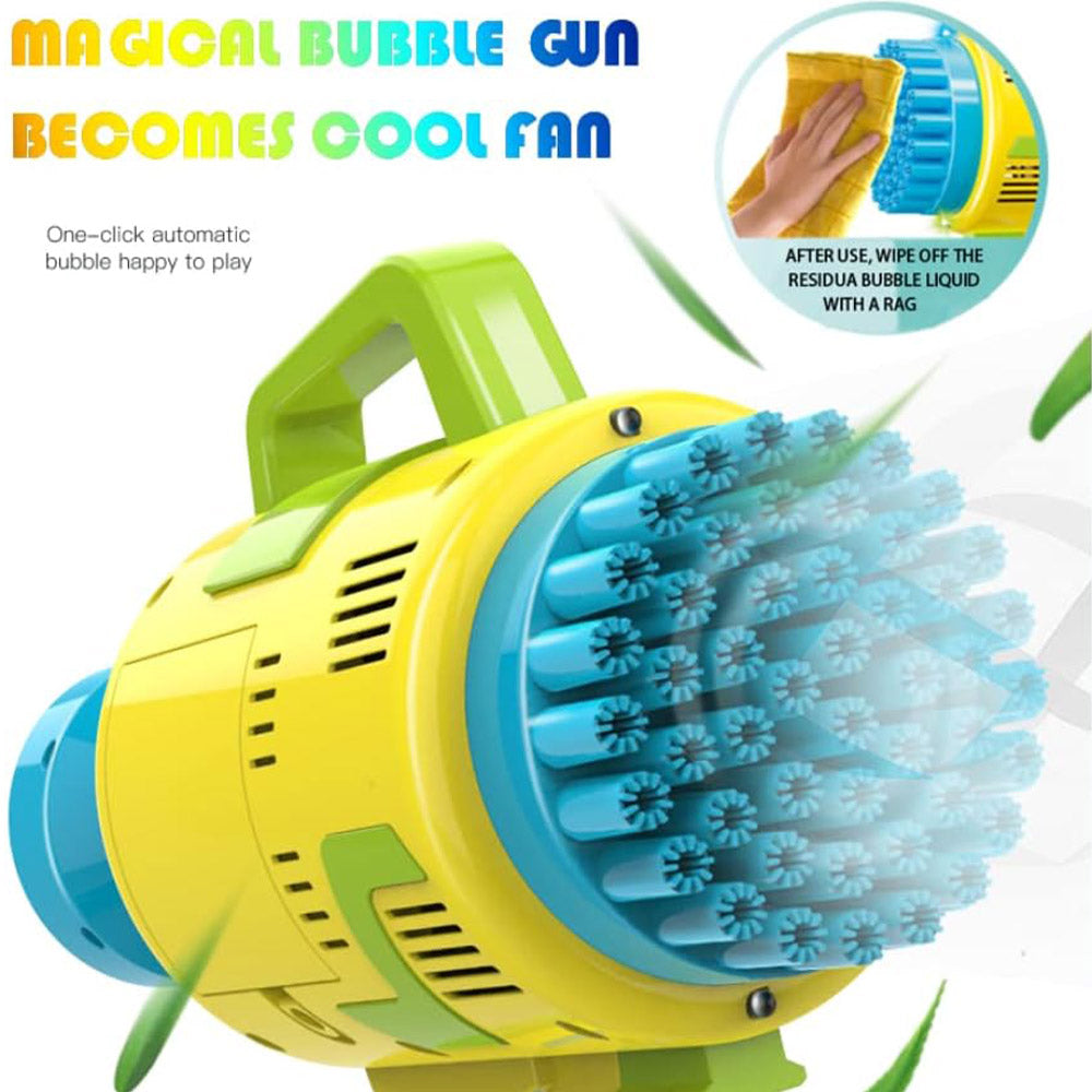 (NET) 48 Hole Bubble Gun with Bubble Solution for Kids Automatic Bubble Blower with Lights