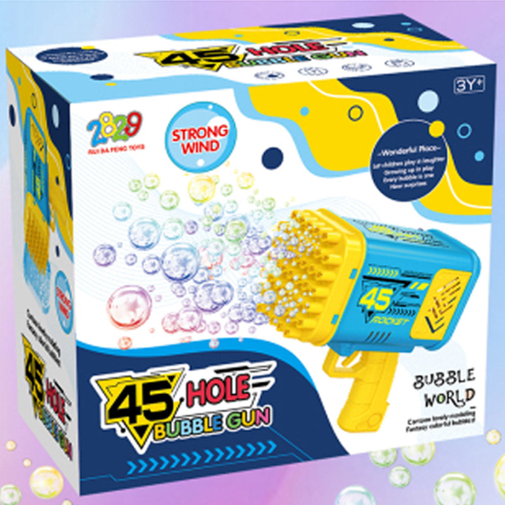 (NET) 45 Hole Electric Bubbles Machine Guns For Kids Bubble Machine  For Outdoor Activities