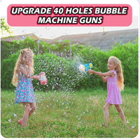 40 Holes Bubble Machine Gun for Kids with Light  Summer Outdoor Toy Wedding Party Birthday Gifts