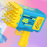 (NET) 45 Hole Electric Bubbles Machine Guns For Kids Bubble Machine  For Outdoor Activities