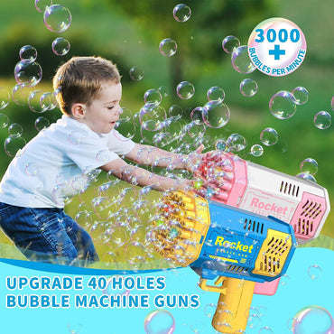 40 Holes Bubble Machine Gun for Kids with Light  Summer Outdoor Toy Wedding Party Birthday Gifts