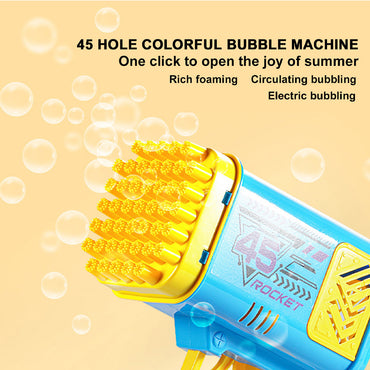 (NET) 45 Hole Electric Bubbles Machine Guns For Kids Bubble Machine  For Outdoor Activities