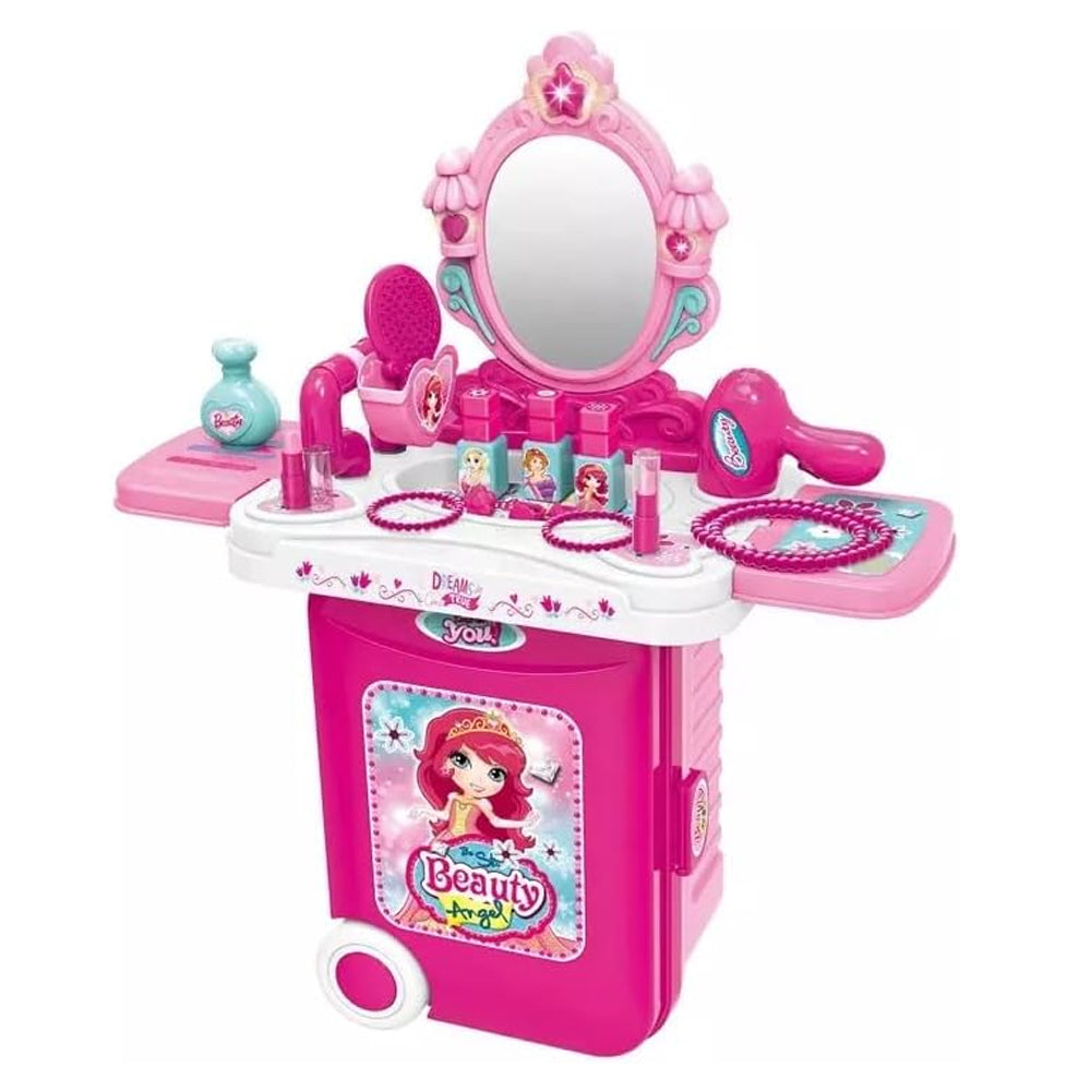 (Net) 3-in-1 Pretend Play Cosmetic and Makeup Kit with Light Mirror - The Ultimate Beauty Experience for Kids
