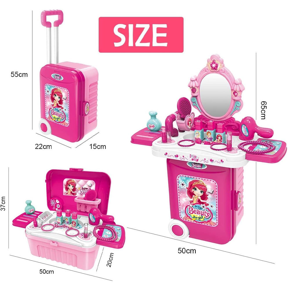 (Net) 3-in-1 Pretend Play Cosmetic and Makeup Kit with Light Mirror - The Ultimate Beauty Experience for Kids