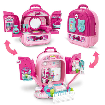 (Net) 3-in-1 Portable Princess Doll House and Vanity Dressing Table